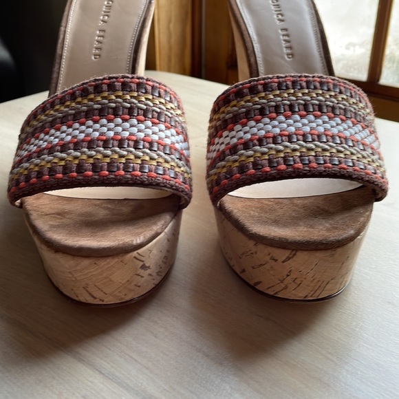 VERONICA BEARD NWOT Womens Sz 9.5 Dali Multi Woven Cork Wedge Sandals Brown - Picture 10 of 16
